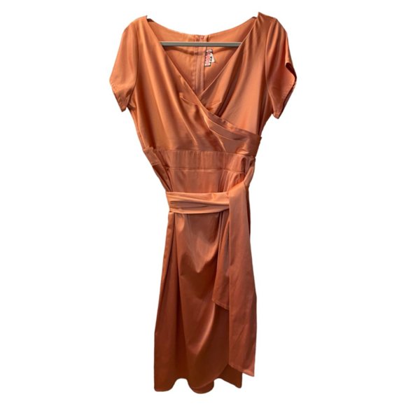 Pinup Couture Ava Midi Wiggle In Peach Pink Cocktail Dress sz XL - Picture 6 of 9